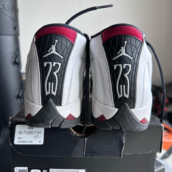 Jordan Men's White and Black Sneakers with Red Accents - Picture 2 of 5
